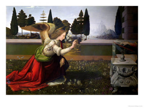 Angel Gabriel, From The Annunciation,(Detail) - Leonardo Da Vinci Painting